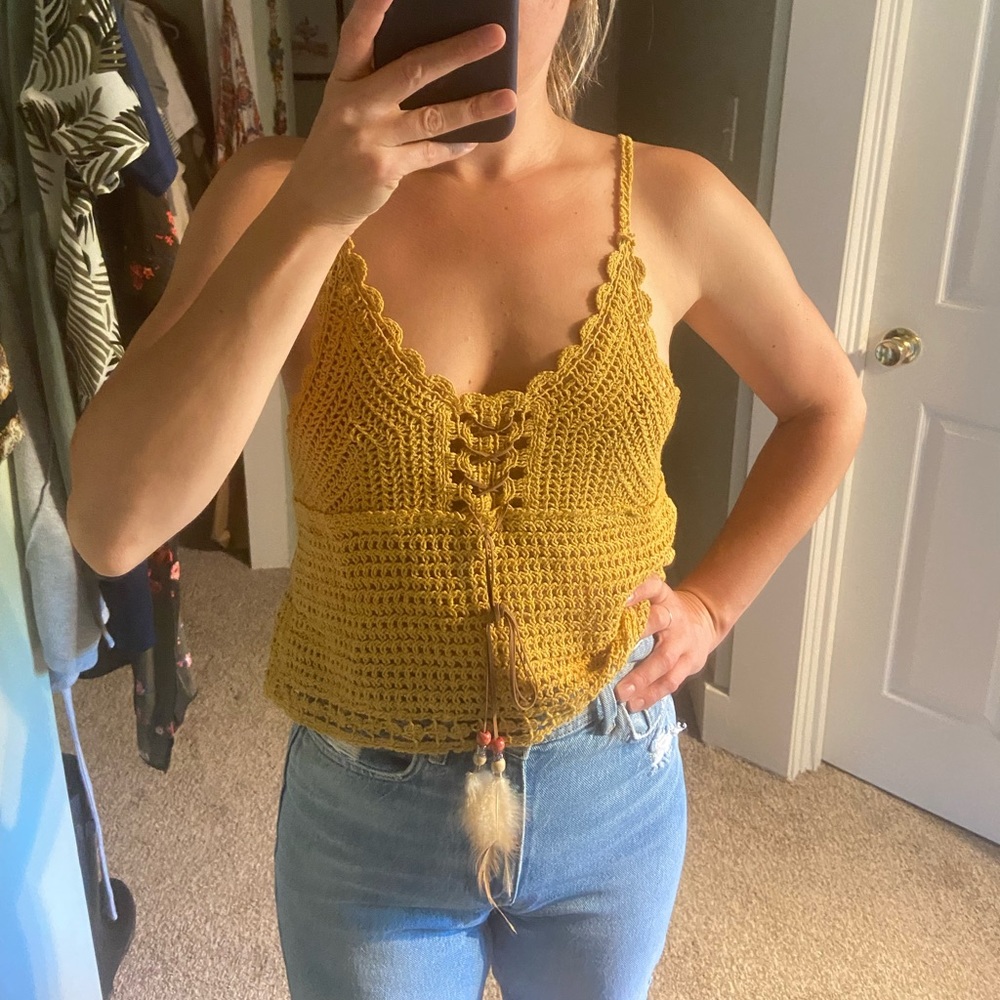 Crochet knit tank top